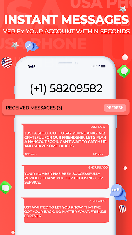 USA Phone Number Receive SMS Ảnh chụp màn hình 3