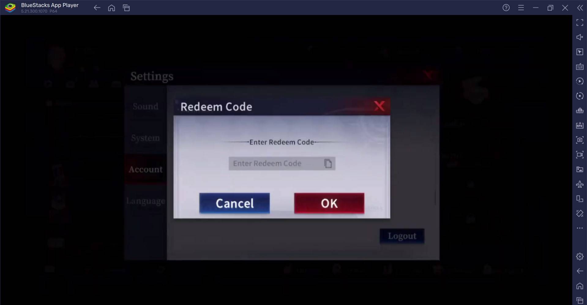 Redemption Code Entry