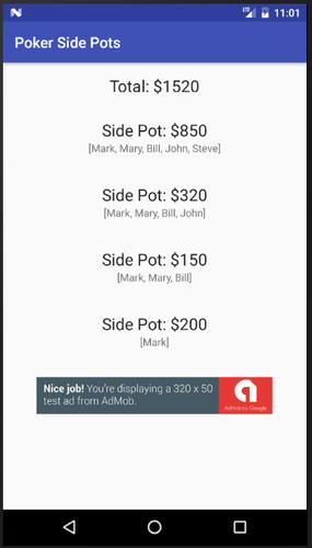 Poker Side Pots स्क्रीनशॉट 1
