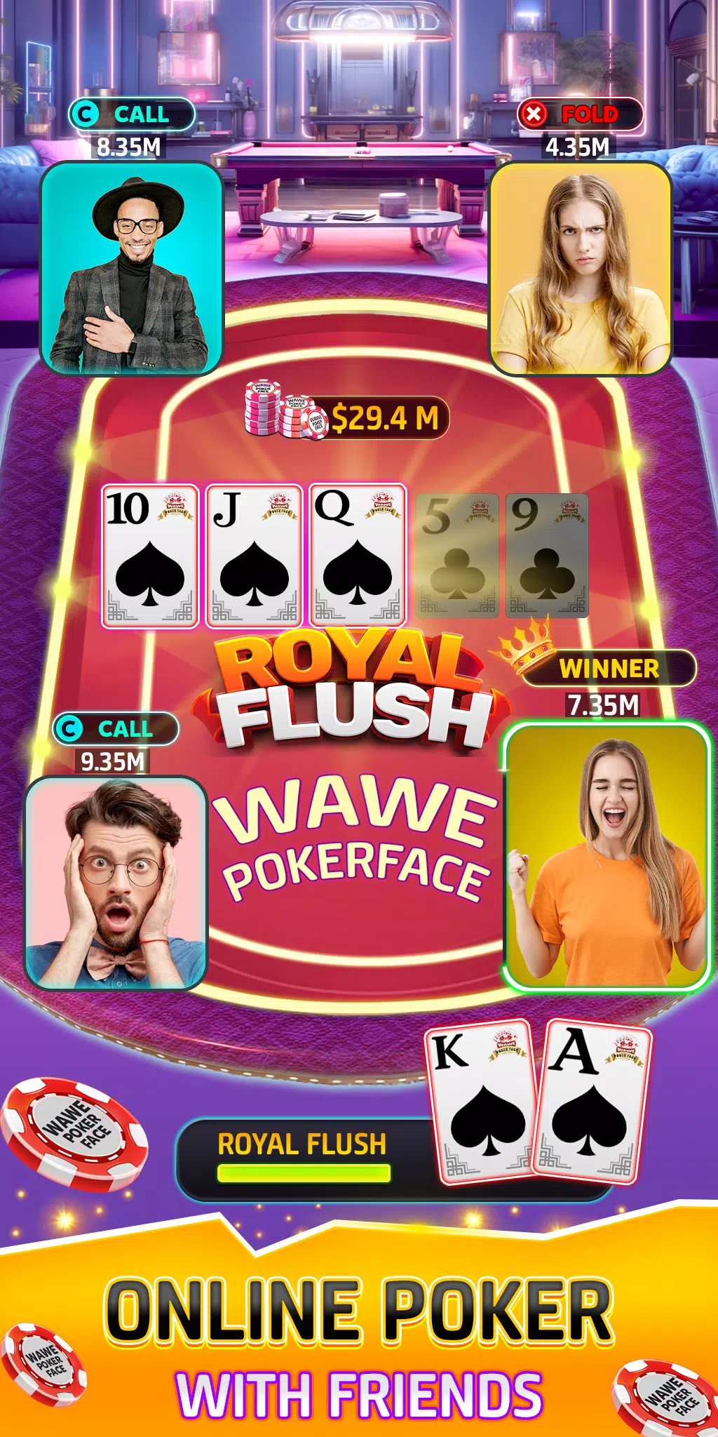 Wawe Poker Face - Holdem Poker ဖန်သားပြင်ဓာတ်ပုံ 0