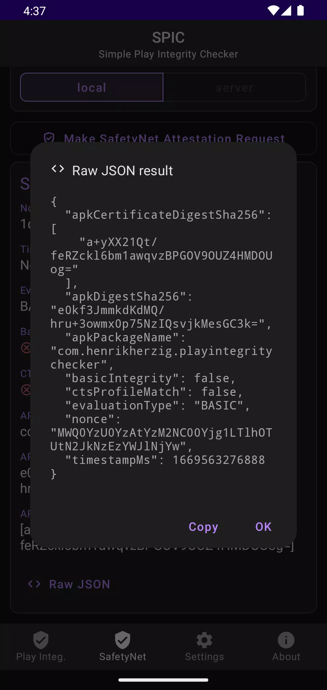 SPIC - Play Integrity Checker ဖန်သားပြင်ဓာတ်ပုံ 1