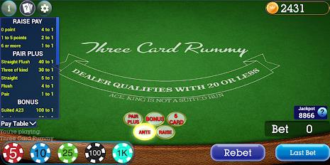 Vegas Three Card Rummy Captura de tela 0