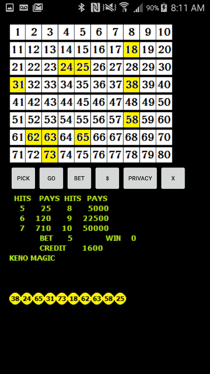 Keno Magic スクリーンショット 1