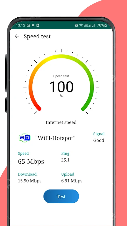 WiFi, 5G, 4G, 3G H+ speed test ဖန်သားပြင်ဓာတ်ပုံ 2