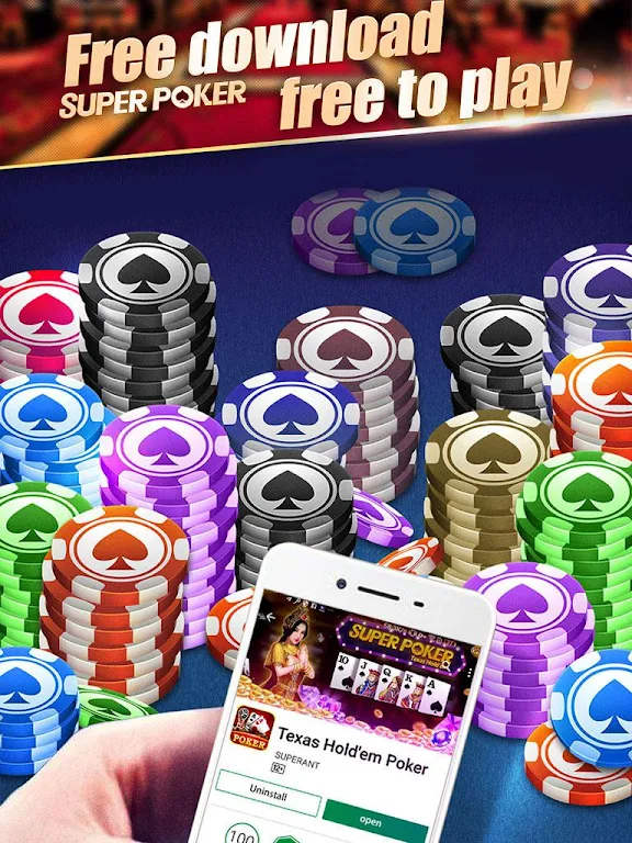 Super Texas Poker--Best Free Texas Hold'em poker Capture d'écran 0