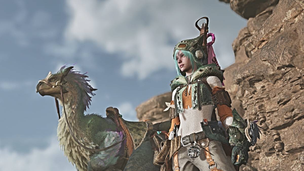 Monster Hunter Wilds의 주인공과 Seikret