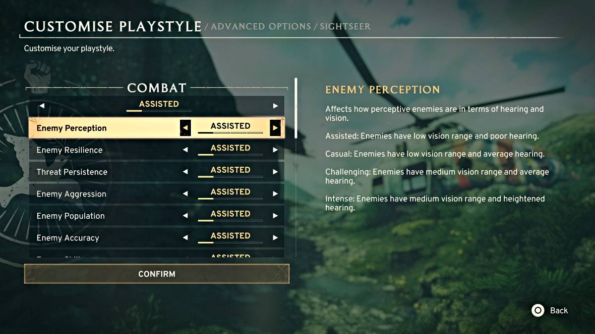 Menu di personalizzazione di PlayStyle in Atomfall
