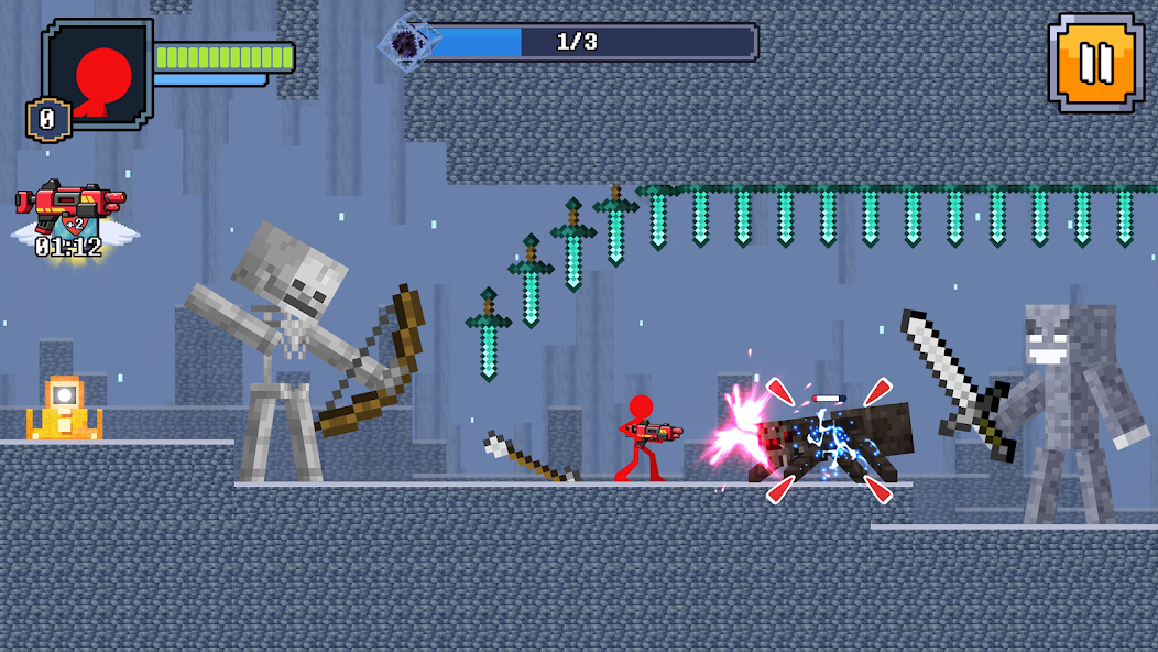 Red Stickman in Craft World Mod Captura de pantalla 1
