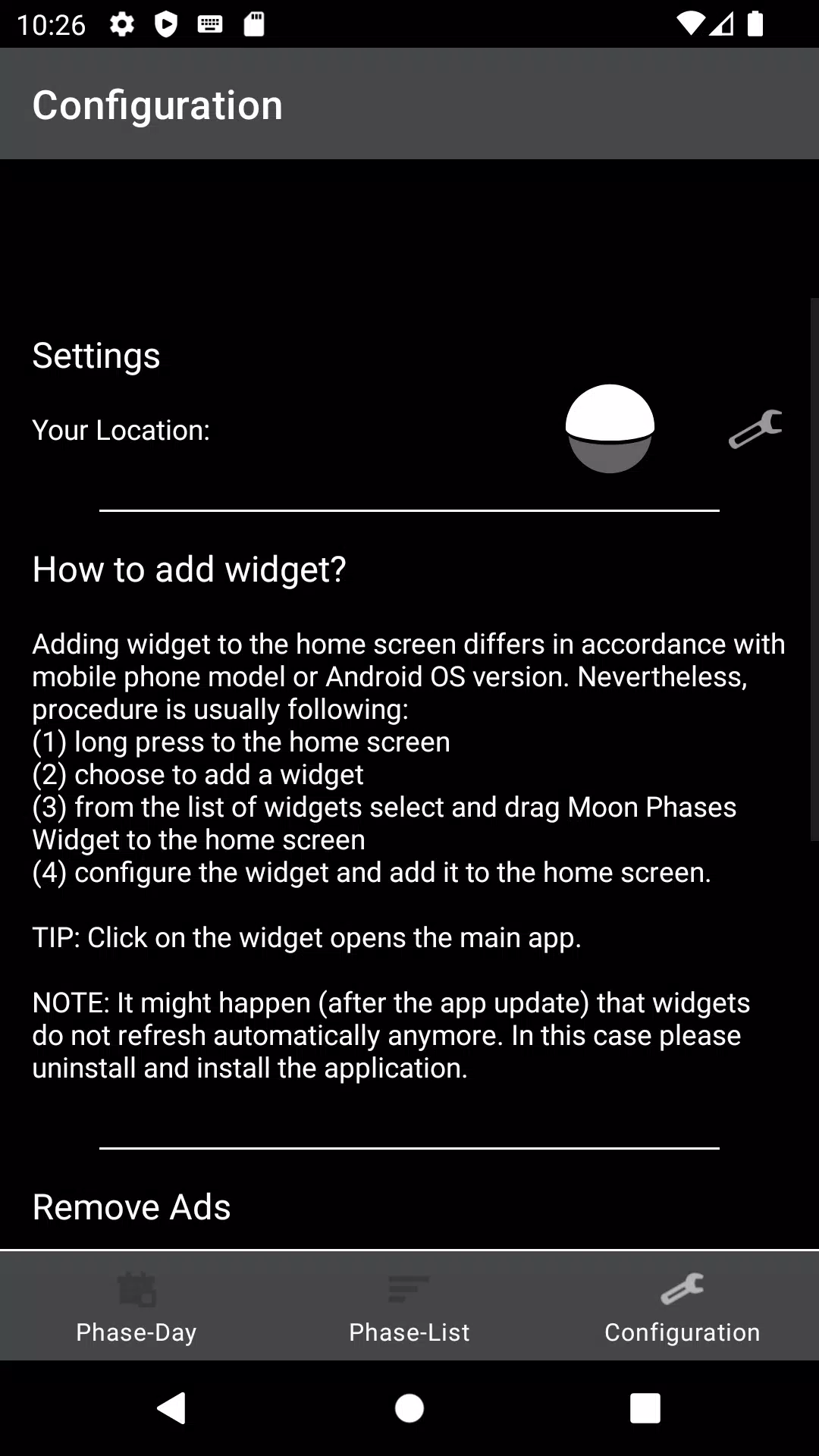 Moon Phases Widget स्क्रीनशॉट 3