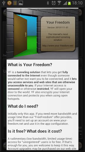 Your Freedom VPN Client Schermafbeelding 1