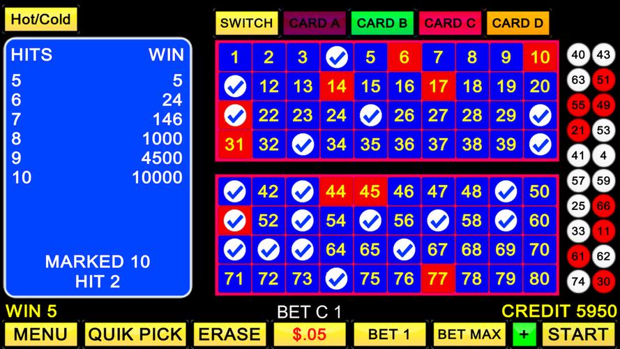 Keno 4 Card Schermafbeelding 3