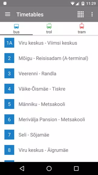 Schermata Tallinn Transport - timetables 0