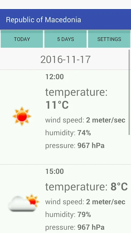 Schermata Republic of Macedonia Weather 0