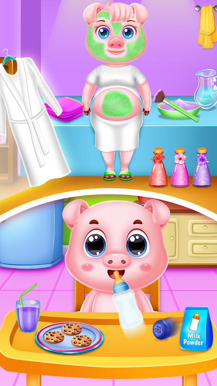 Pinky pig mom newborn Ảnh chụp màn hình 1