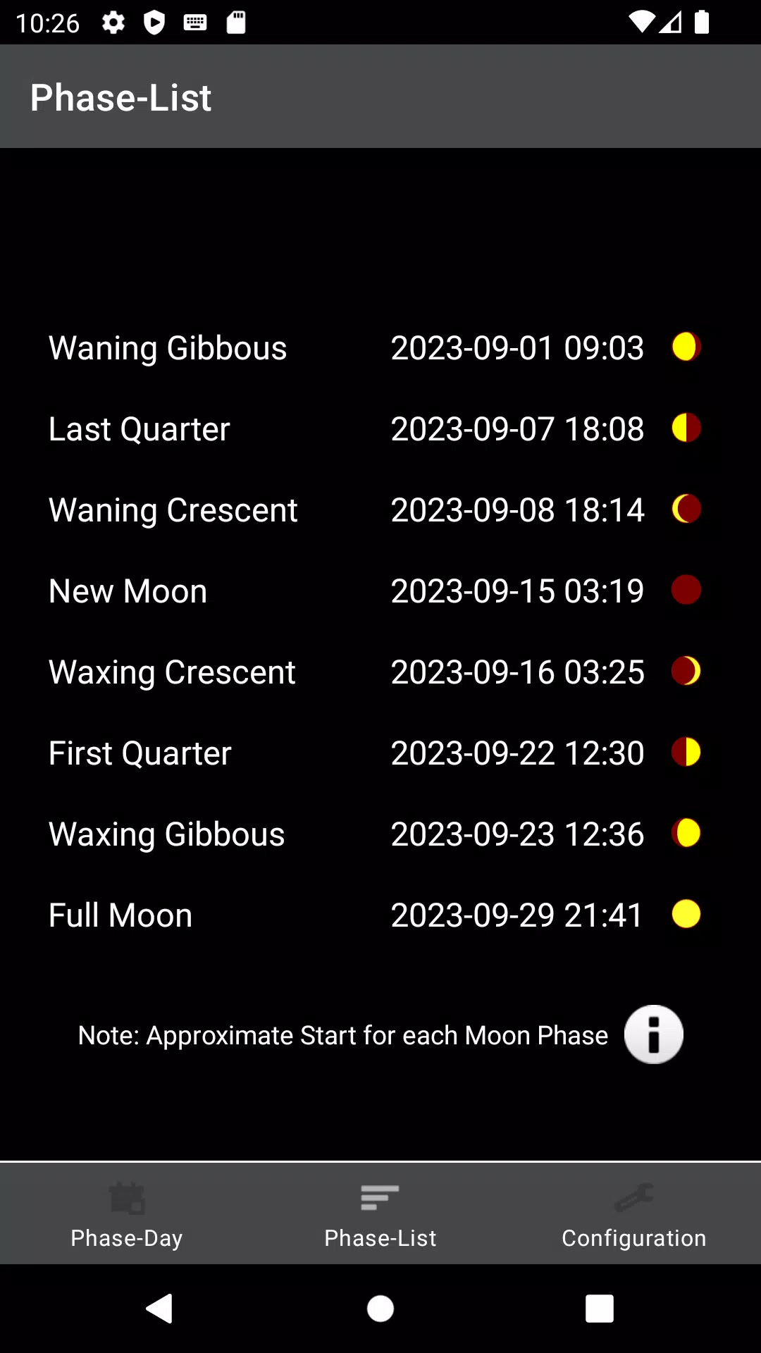 Moon Phases Widget स्क्रीनशॉट 2