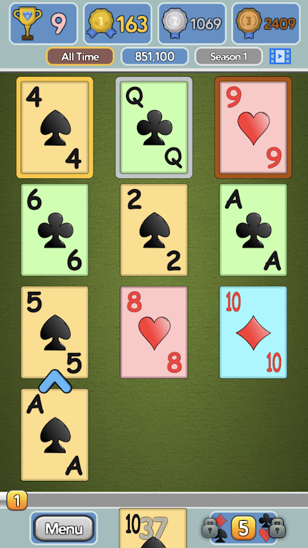 One Stack Solitaire: Free Card Game Captura de pantalla 0