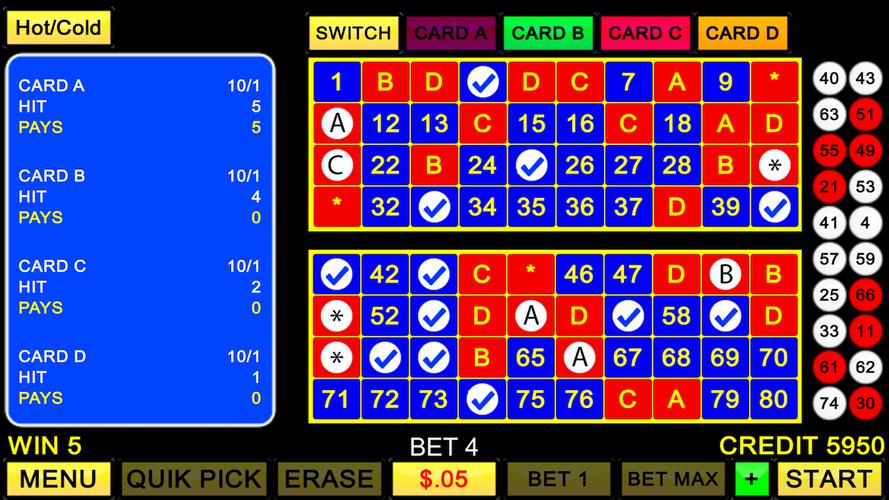 Keno 4 Card Schermafbeelding 0