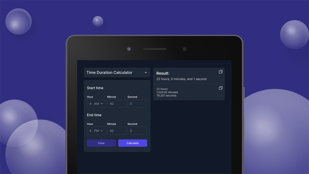 Time Duration Calculator Tangkapan skrin 1