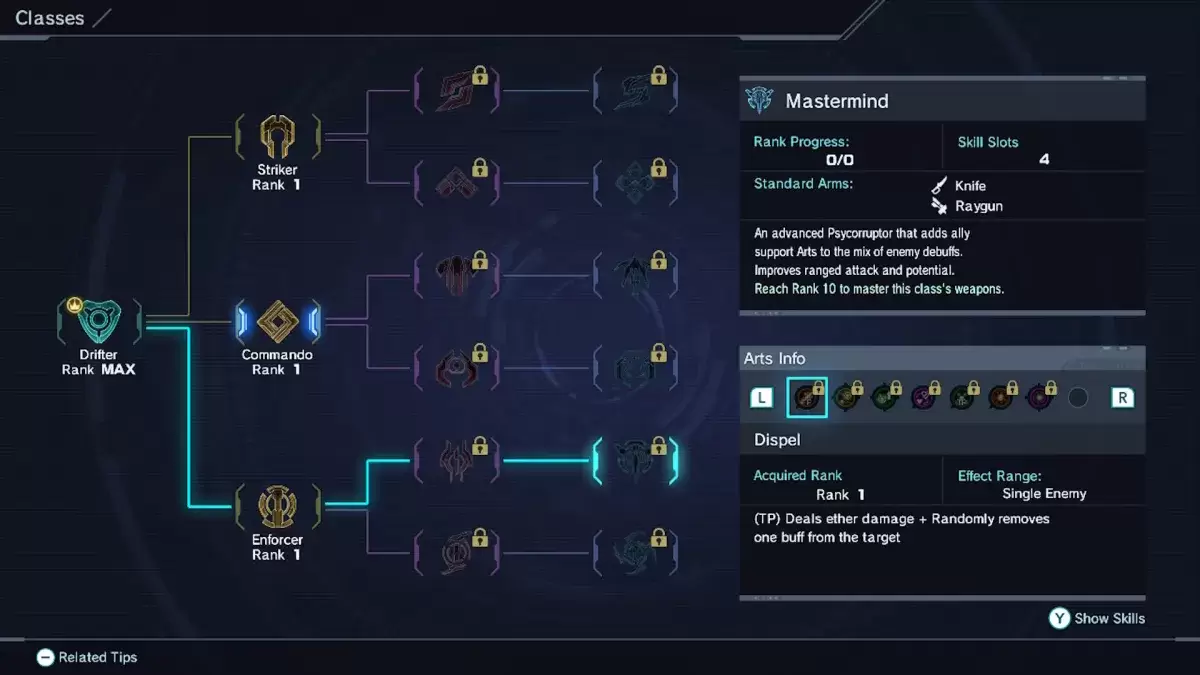 Ang pagpipilian ng mastermind class sa Xenoblade Chronicles x